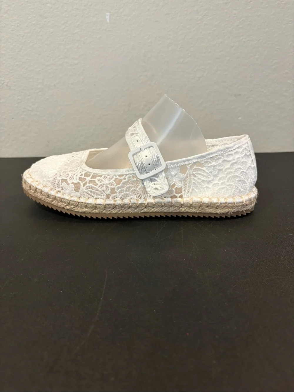 Art Class Kids White Madeline Lace Espadrille Mary Jane Flats Multiple Sizes